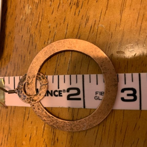 Copper tone Double Circle Dangle earrings - Picture 4 of 5
